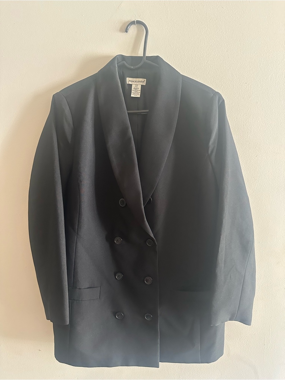 ✨Jessica London Black Double-Breasted Blazer Jacket Size 16W NWT